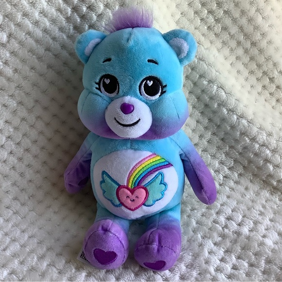 CARE BEAR Blue Purple Dream Bright Plush Bear w Rainbow Stuffed Animal Toy - Picture 3 of 12